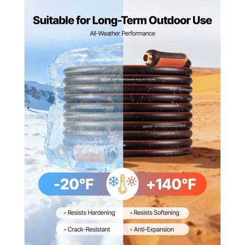 Garden Hose, 75 ft 5/8″ Heavy Duty 4-Layer Rubber Water Hose, 150PSI Working & 6