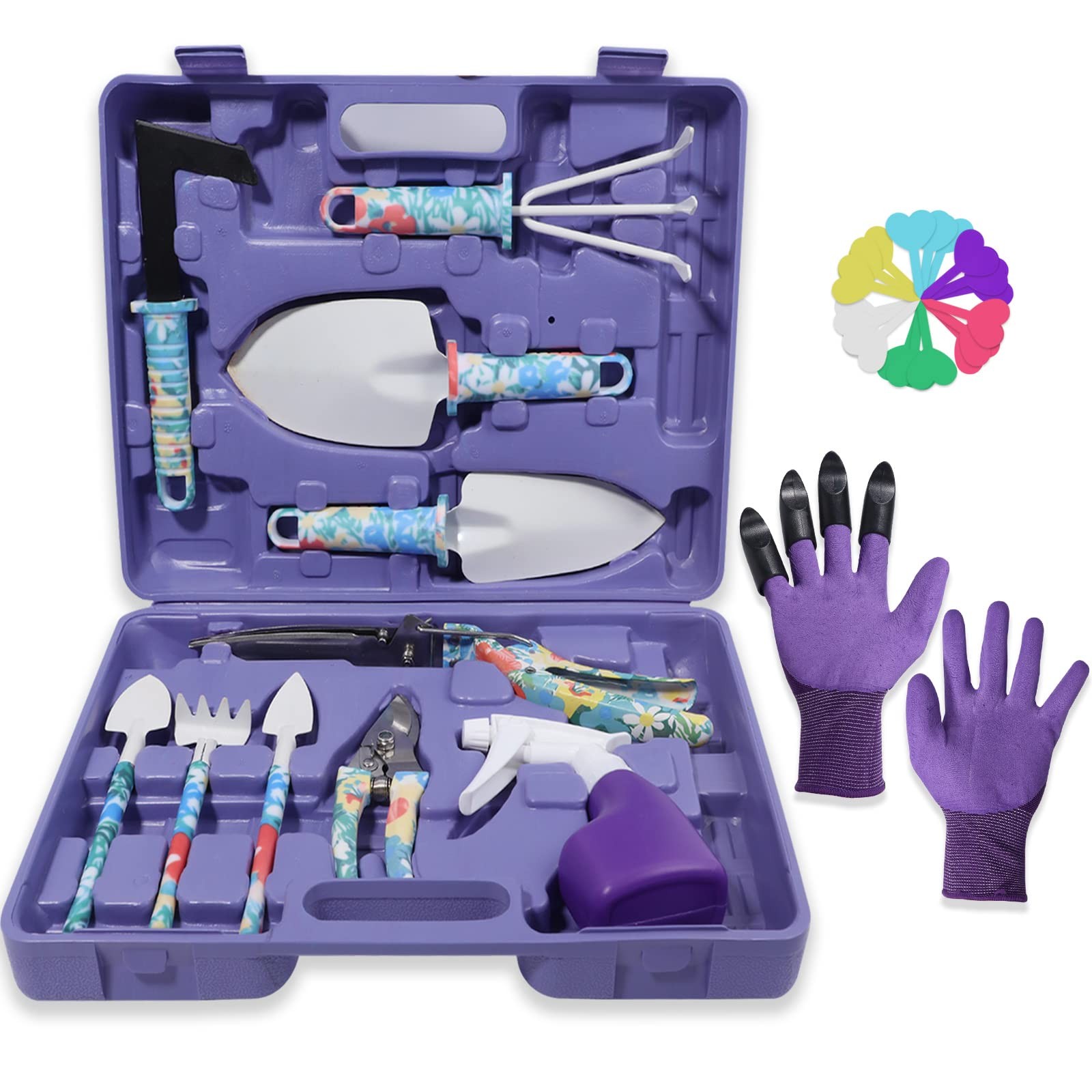 30-Piece Heavy Duty Stainless Steel Gardening Tools Set with Floral Print