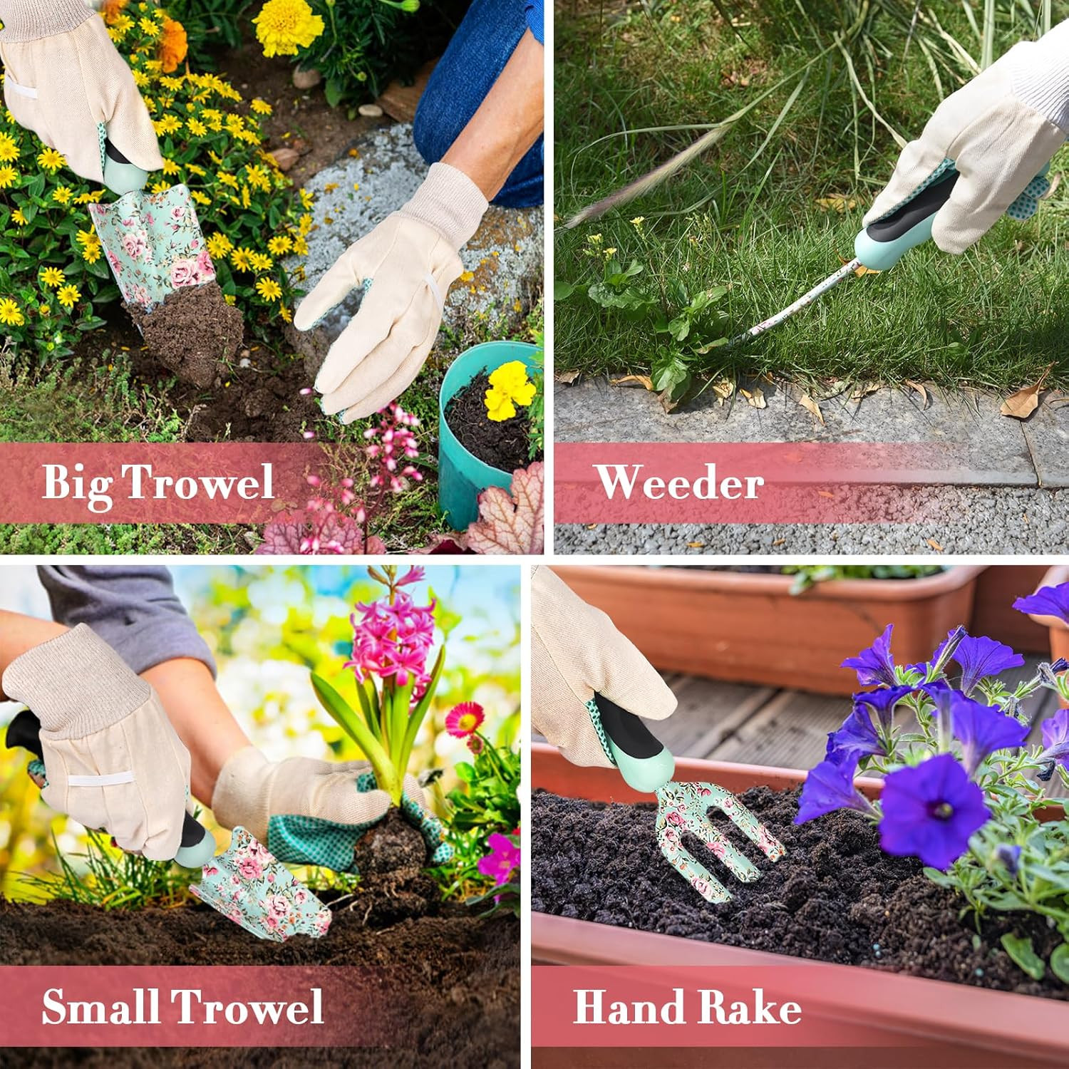 Garden Tools Set, 11 Pcs Heavy Duty Floral Gardening Tools Kit with Non-Slip Ru