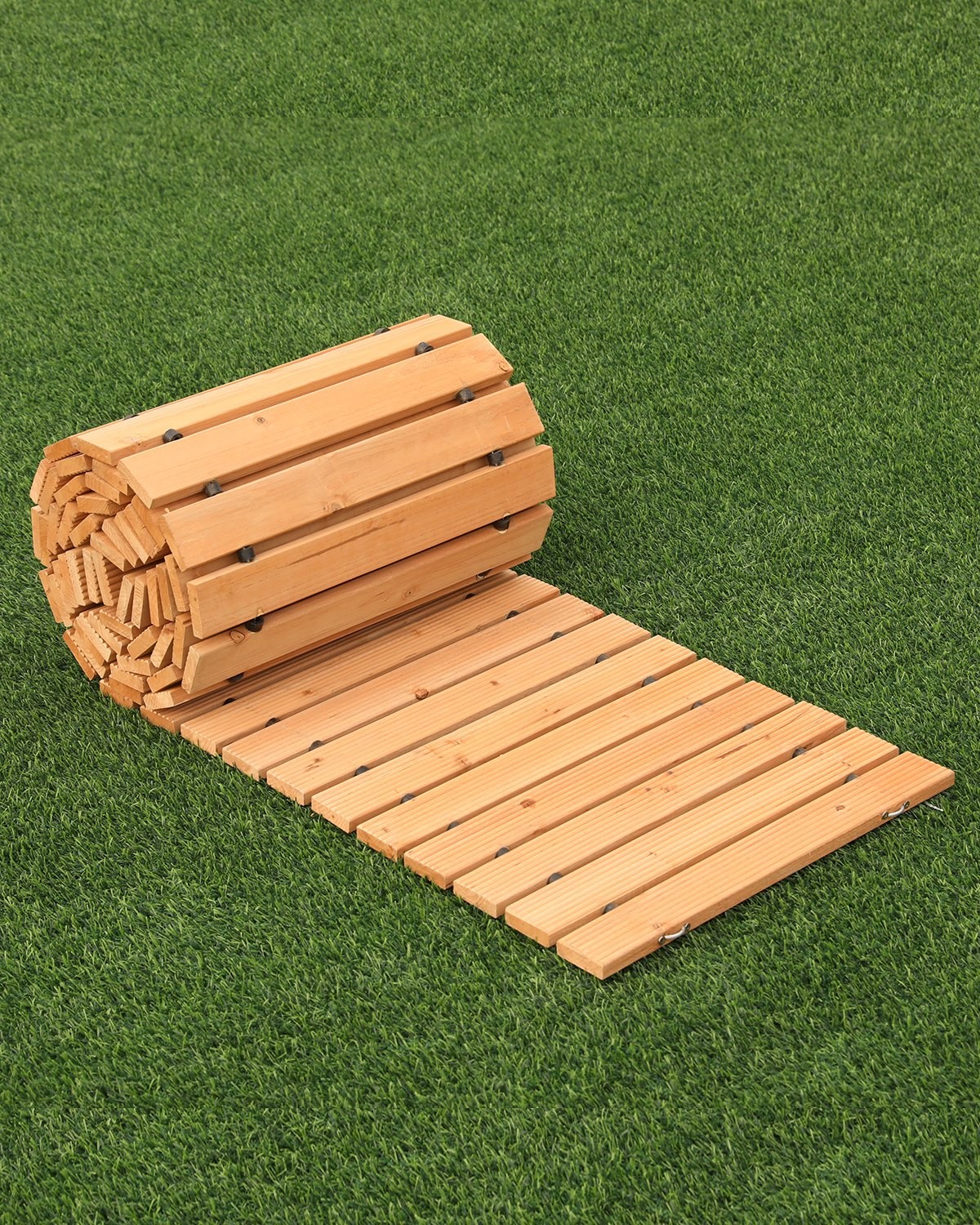 Wooden Garden Pathway, 12 ft L x 17 in W, Non-Slip Straight Garden Walkway, Roll