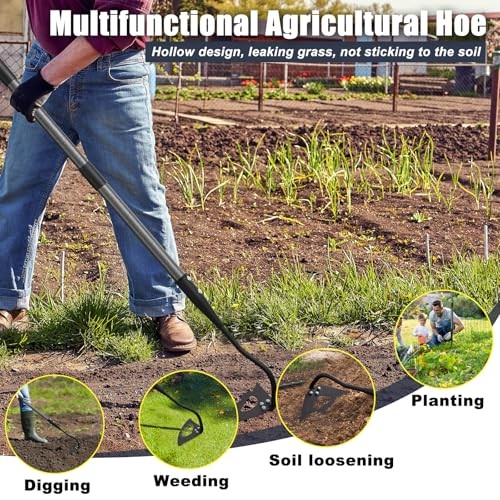 70 Inch Garden Hoe, Heavy Duty Metal Weeding Hoe Tool for Standing, 70 Inches