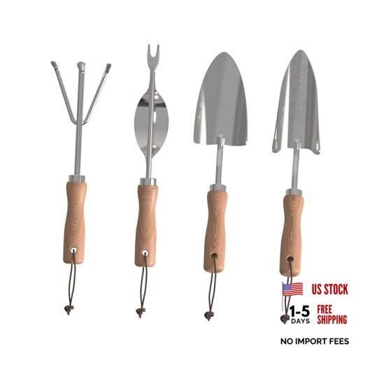 4-Piece Garden Hand Tool Set – Trowel, Transplanter, Cultivator & Weeder |