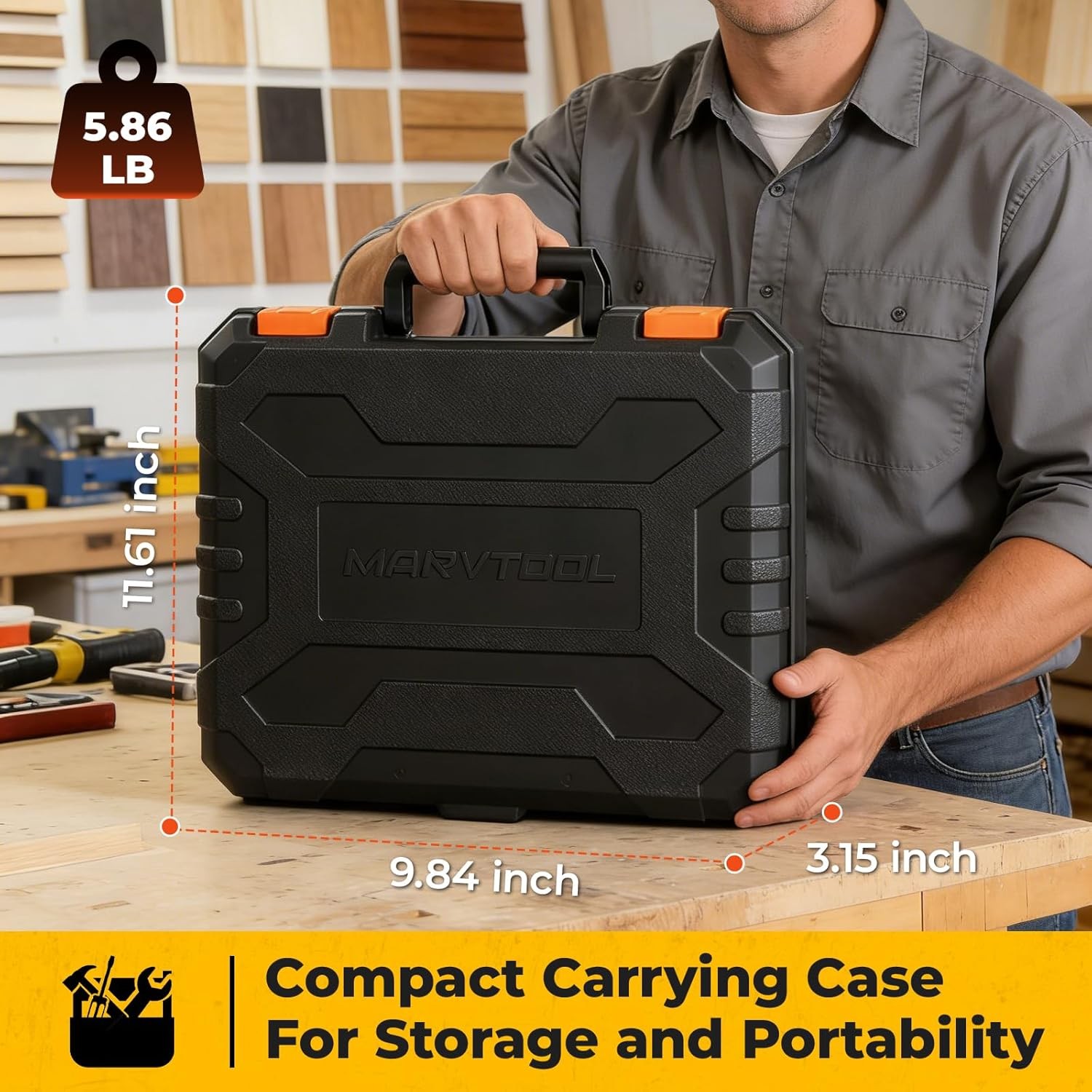 Basic Tool Set with Cordless Drill and Portable Storage Case