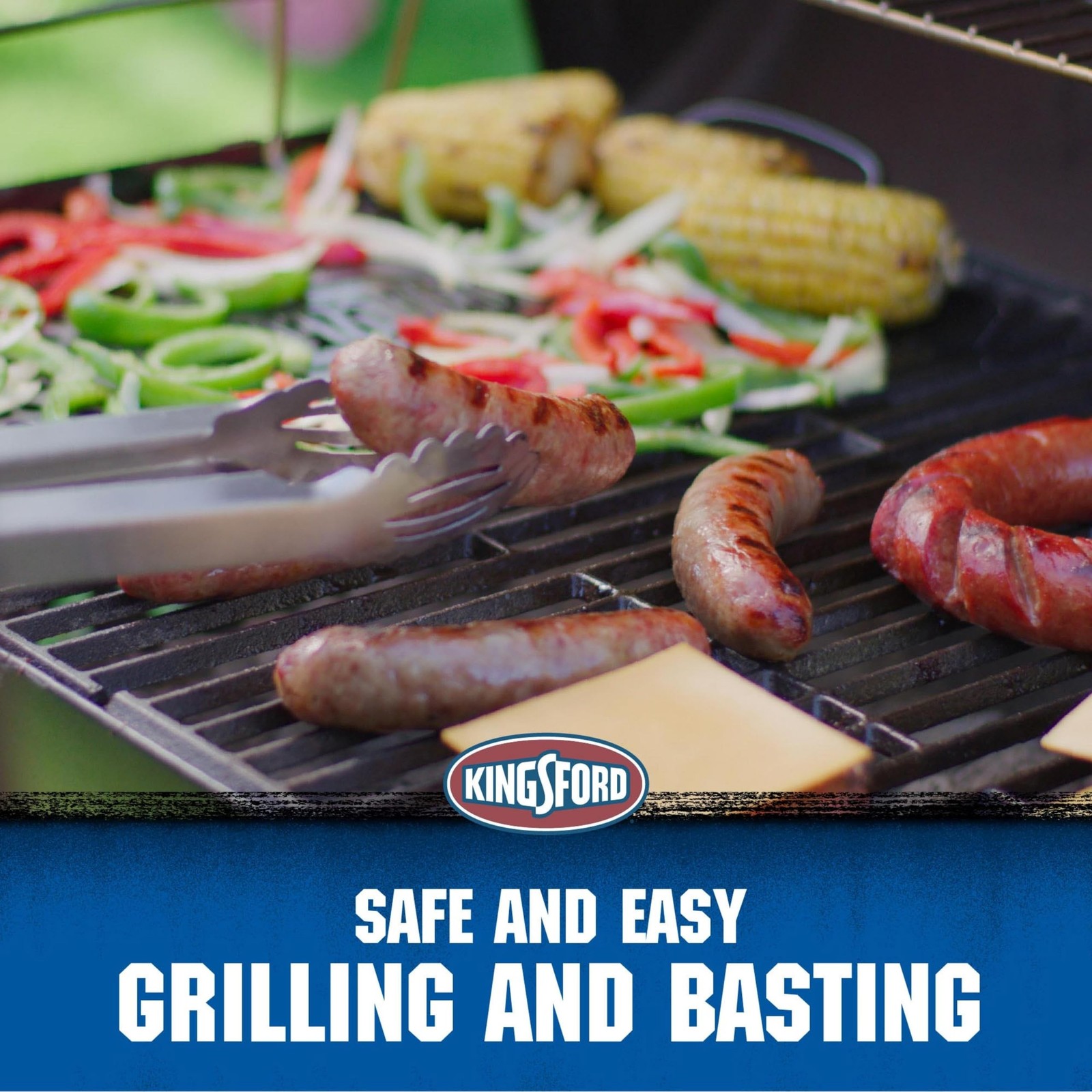 Kingsford 3-Piece Stainless Steel BBQ Tool Set with Spatula, Tongs with Rubbe…