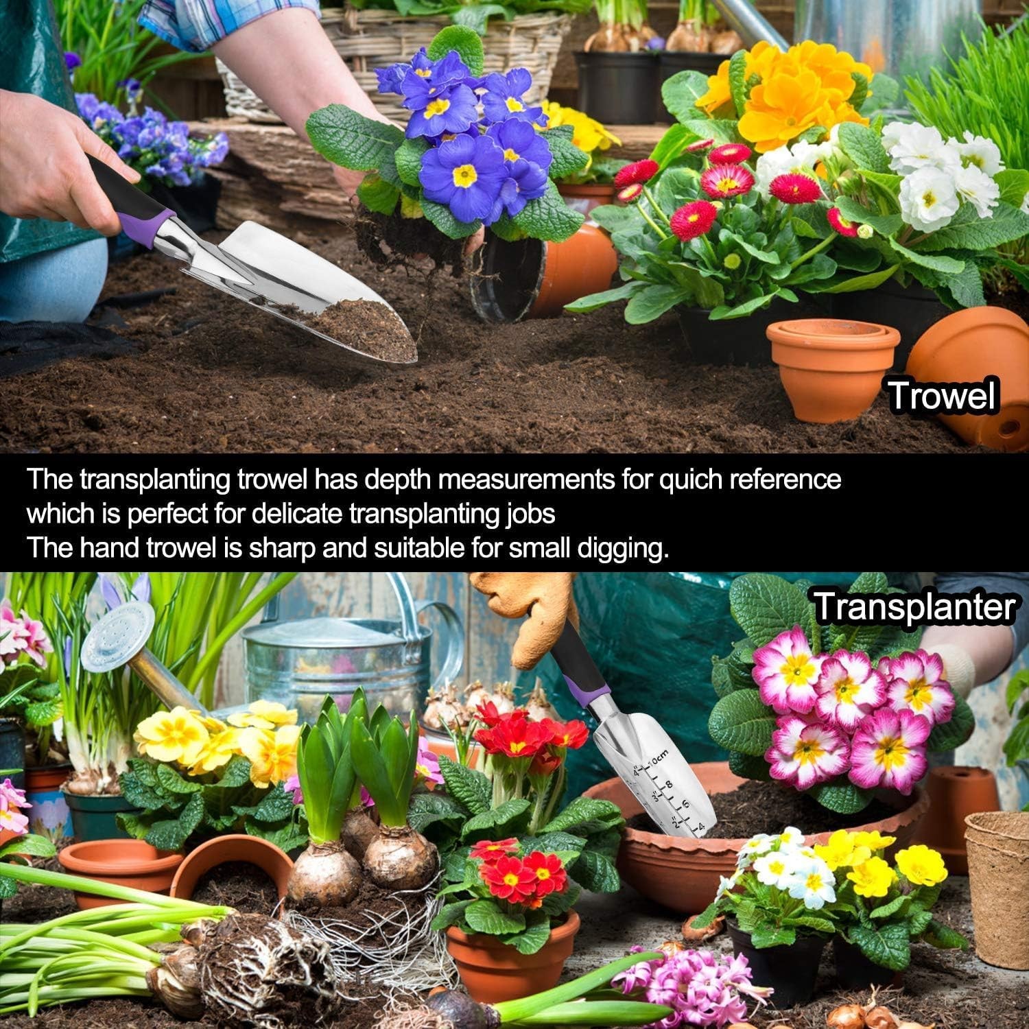 30-piece stainless steel gardening tools set with floral tote bag