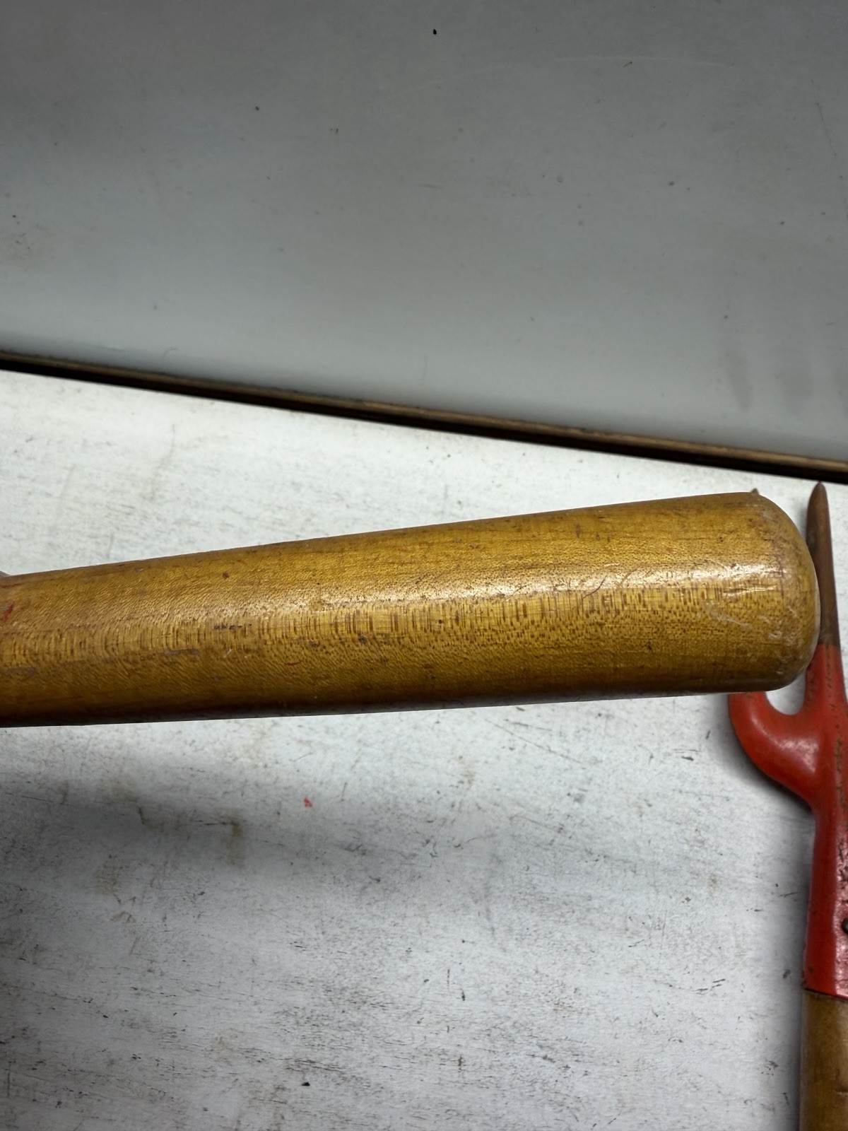Vintage Garden Fork & Cultivator 1960s Orange Painted Metal & Wood Hand Tools