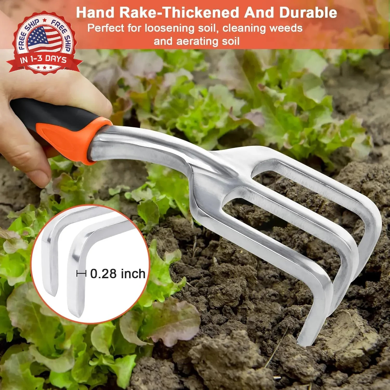 Garden Tools Set, 3 Pack Heavy Duty Gardening Tools Set Include Garden Shovel, T