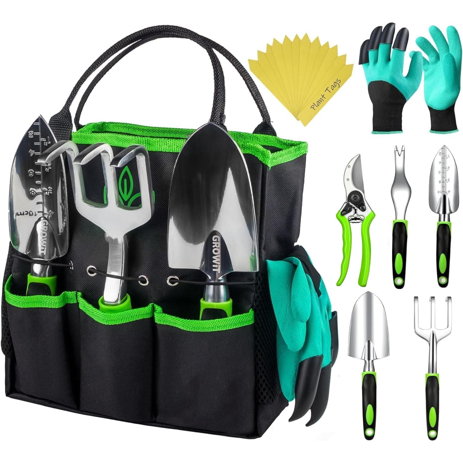GROWIT Garden Tool Set 22 PCS Heavy Duty Ergonomic Kit Gift for Men Women