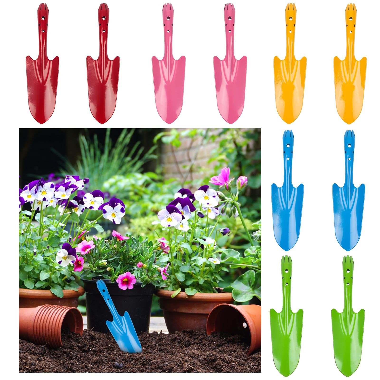 10 PCS Mini Colorful Metal Hand Shovel Set 11×3 Inch Garden Tools Dig Set