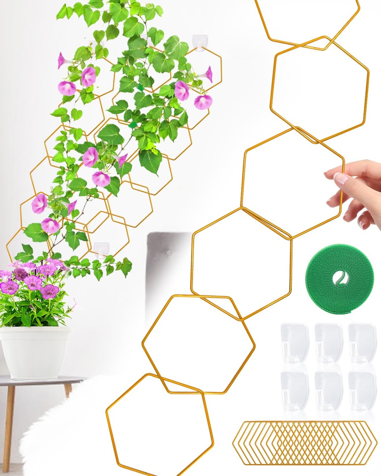 18 Pcs Chain Trellis for Climbing Plants, Potted Houseplant Accessories for H…