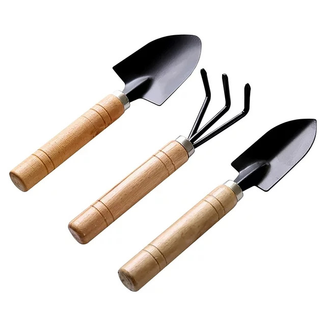 3pcs Garden Tools Set Trowel Rake Shovel Heavy Duty Metal Outdoor Ergonomic