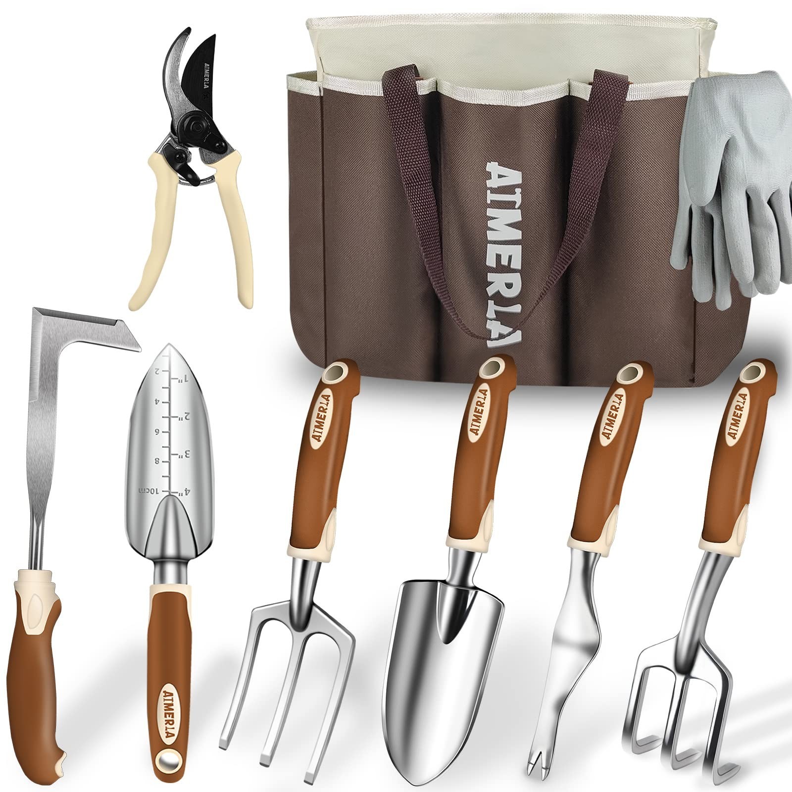 Gardening Tools Set of 9 – Heavy Duty, Non-Slip Grip, Durable Hand Tools & Garde
