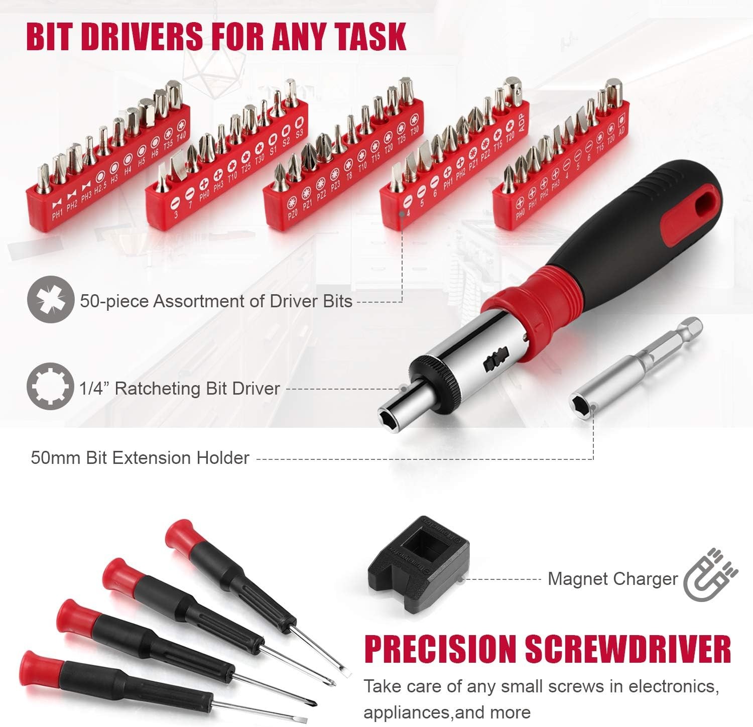 218Pcs Black Red Household Auto Repair Tool Kit Storage Box