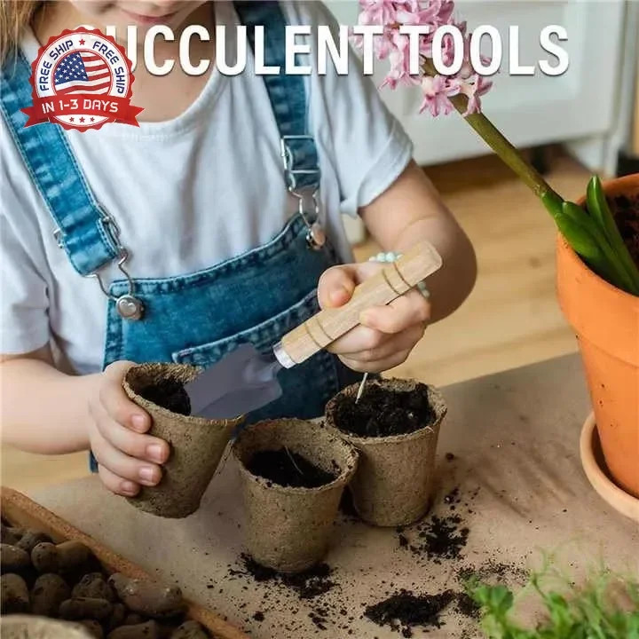 Mini Gardening Tool Set, Shovel, Spade, Rake Kit with Ergonomic Wooden Handles,