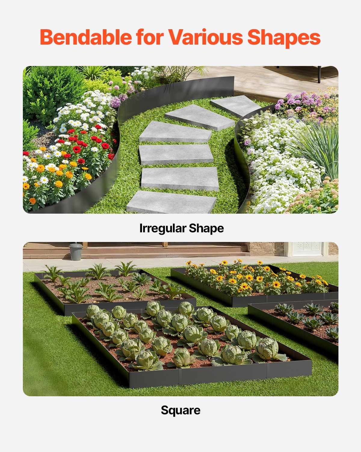 Steel Landscape Edging,6 Packs 40 x 8 in Rust-Resistant Metal Landscape Edging,B