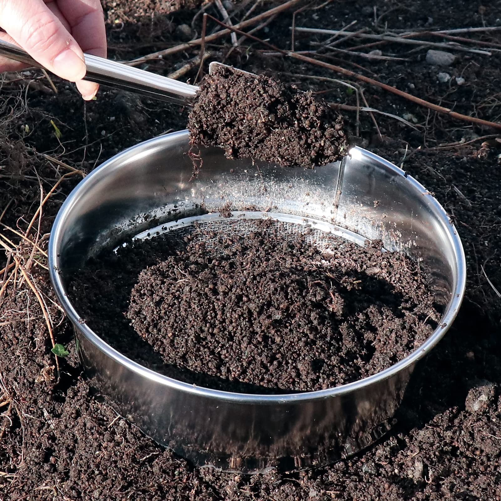 Stainless Steel Soil Potting Set with 3PCS Soil Sieve Set and Soil Scoop, 3 I…