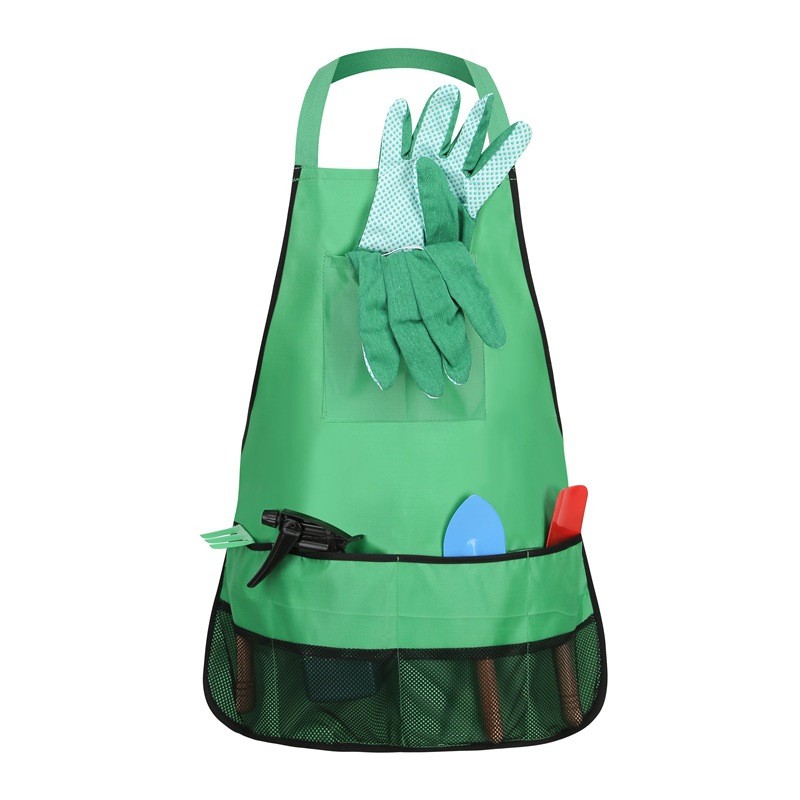 Kids Gardening Apron Tool Gloves Set Pretend Planting Learning Play Toy Gift