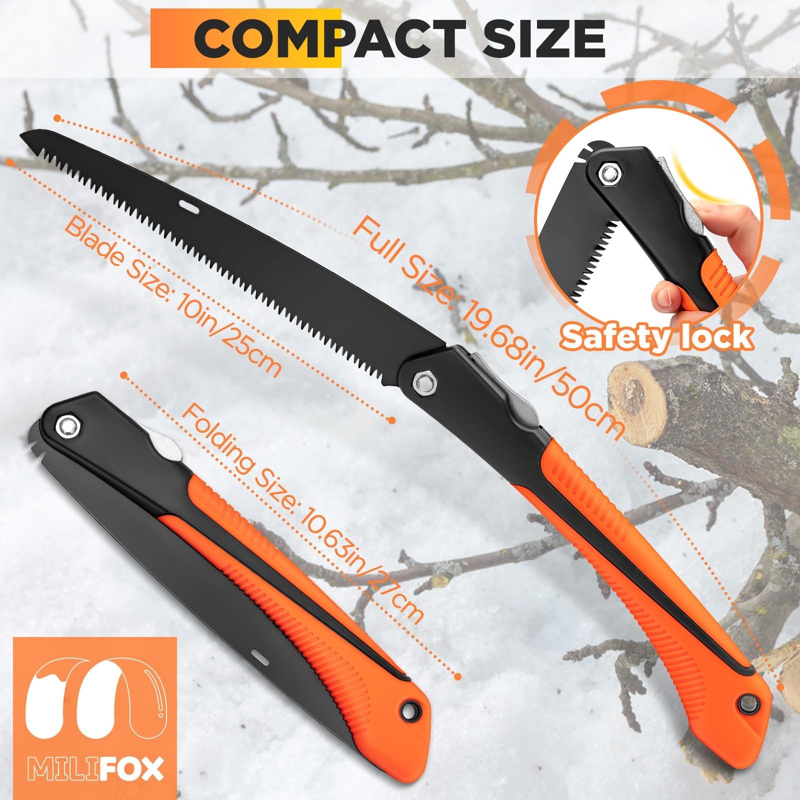 Folding Hand Saw 10 Inch Portable Foldable Pruning Saw with Triple-Cut SK5 Bl…