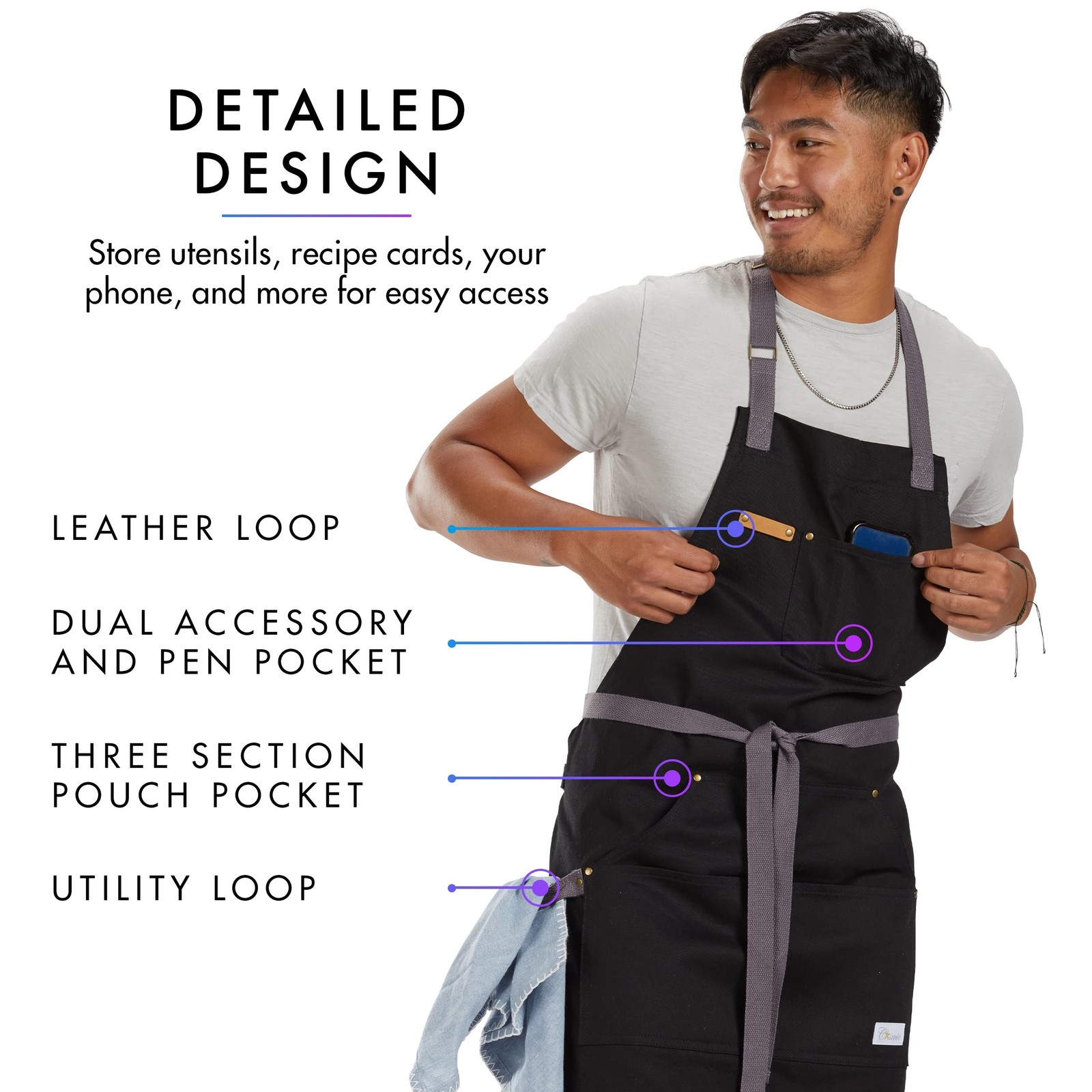 Cosmic Aprons Heavy BBQ and Kitchen Apron, Heavy-Duty Black Apron With Pocket…