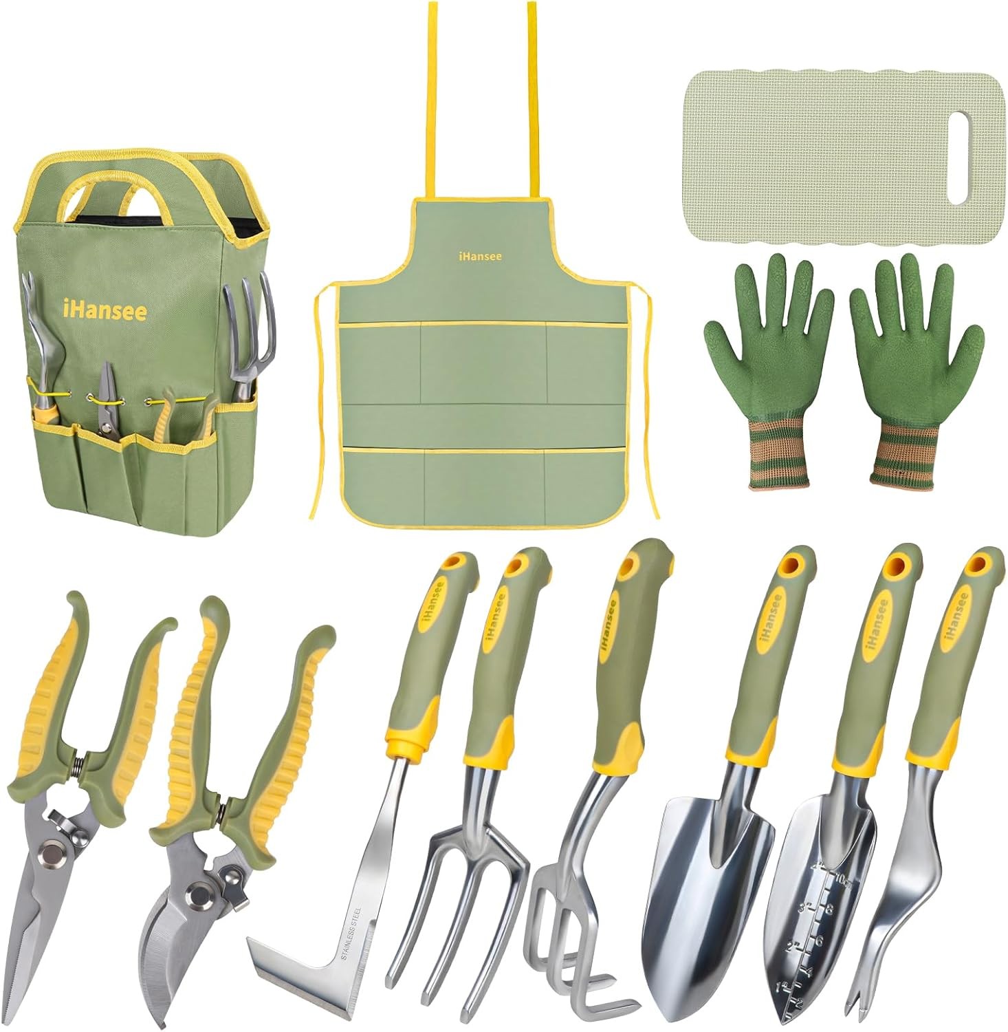 12Pcs Aluminum Garden Tools Bag Apron Gloves Starter Kit