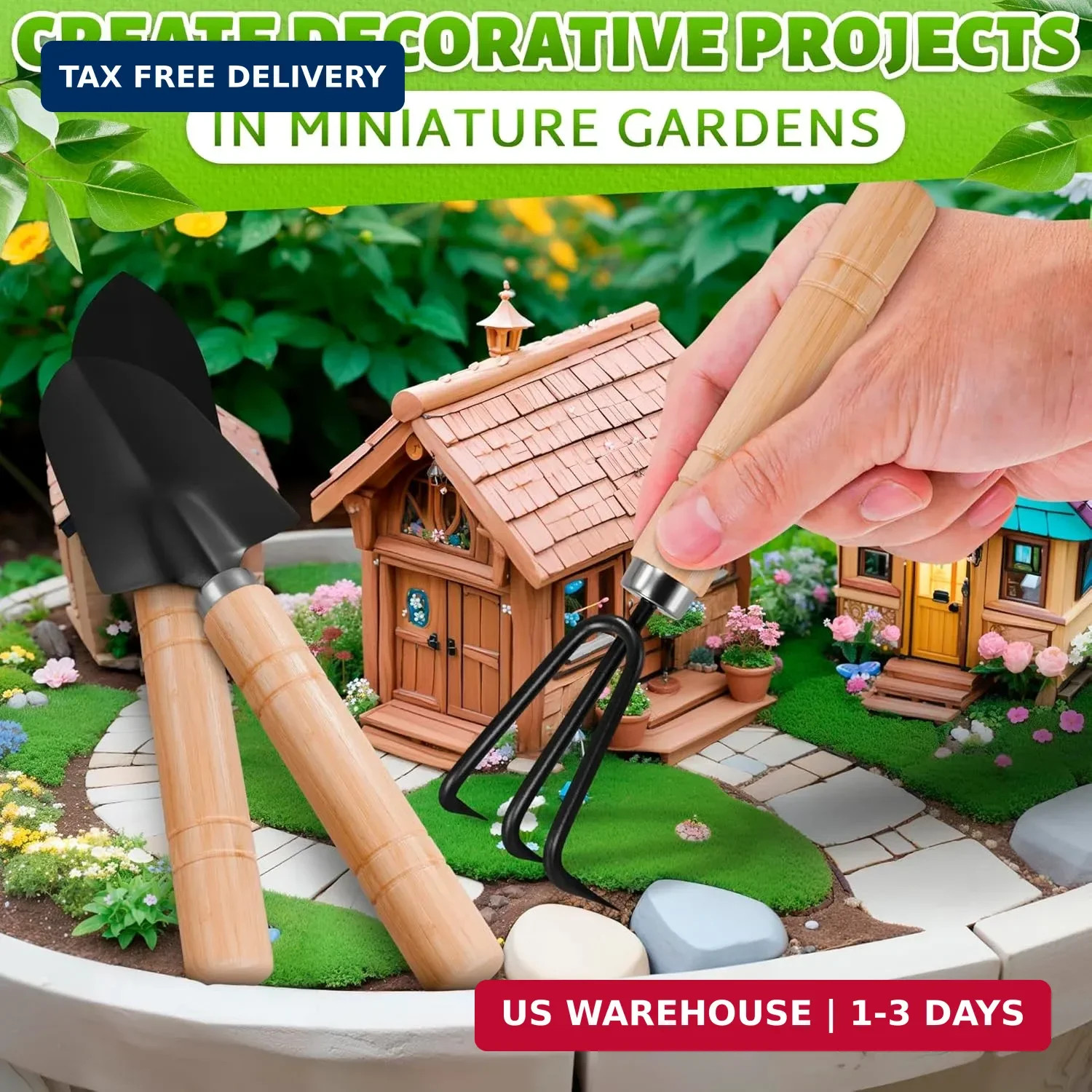Small Garden Tools – 3 Pcs Mini Garden Tools Set with Small Trowel, Mini Shovel