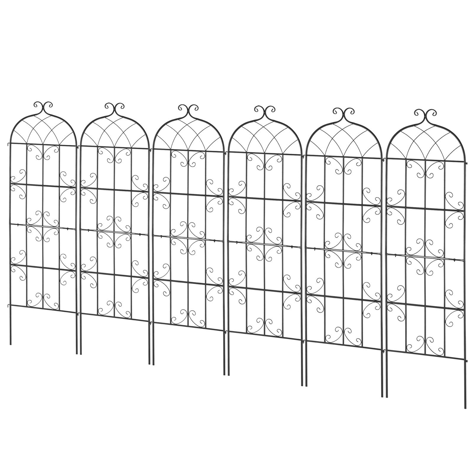 Garden Trellis for Climbing Plants,71 x 20 in,6 Packs Rustproof Metal Garden Flo