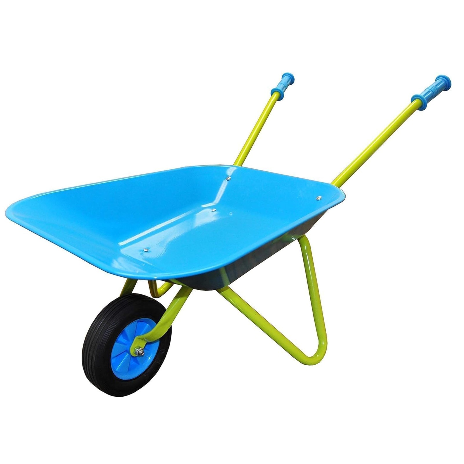 Kids Metal Wheelbarrow Child-Sized Durable Construction with Sturdy Easy
