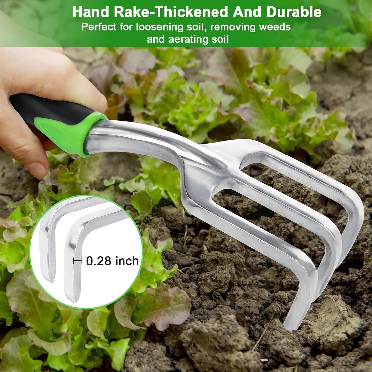 MECHEER 3 Pack Garden Tools Set Green Non-Slip Ergonomic