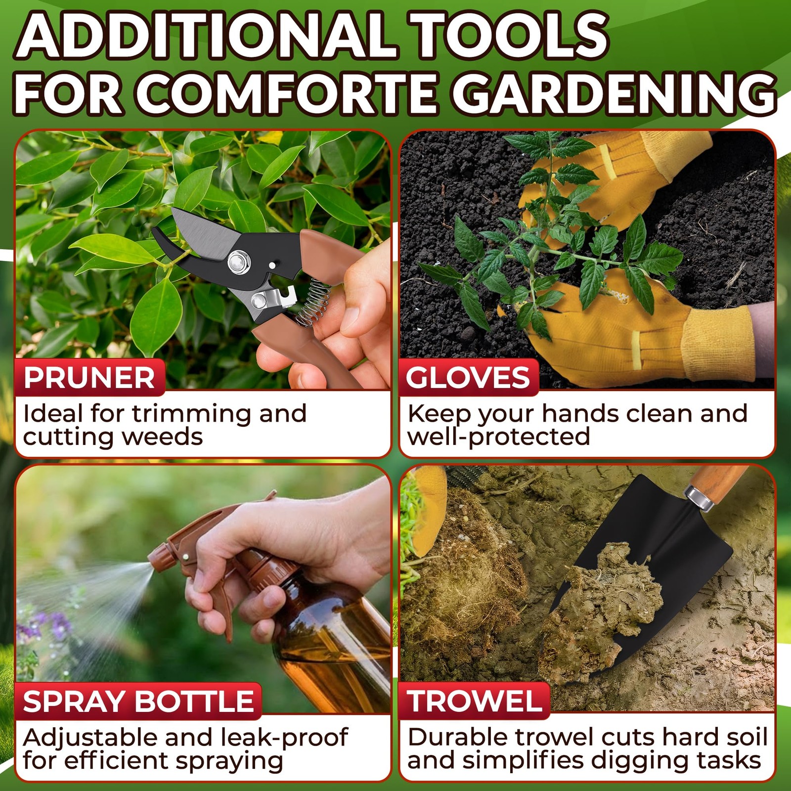 10 Pcs Gardening Tool Set for Women – All-in-One Garden Tools Set with Handy …