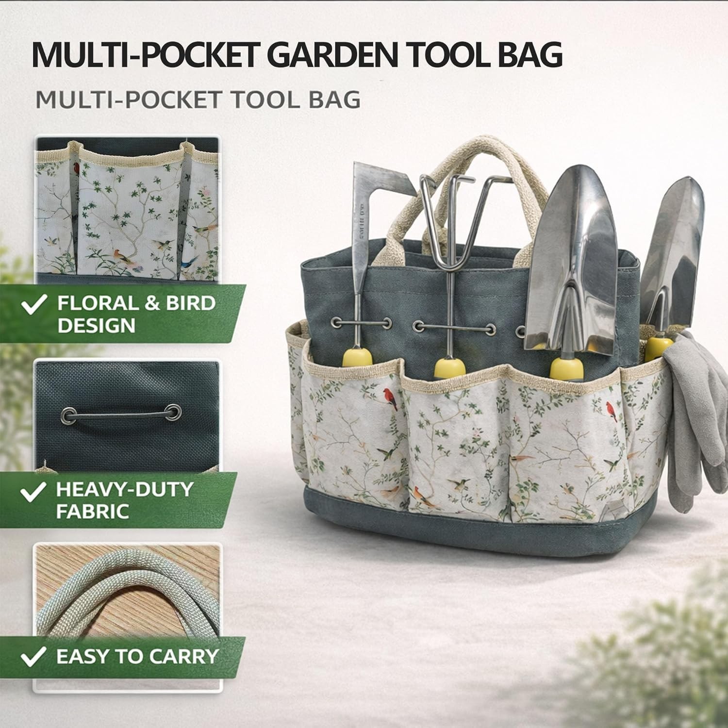 Complete Gardening Kit: 11-Piece Ergonomic Set with Floral Tool Bag & Essentials