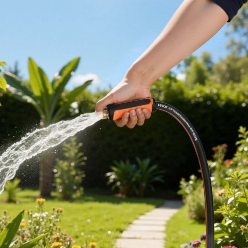 Garden Hose, 50 ft 5/8″ Heavy Duty 4-Layer Rubber Water Hose, 150PSI Working & 6