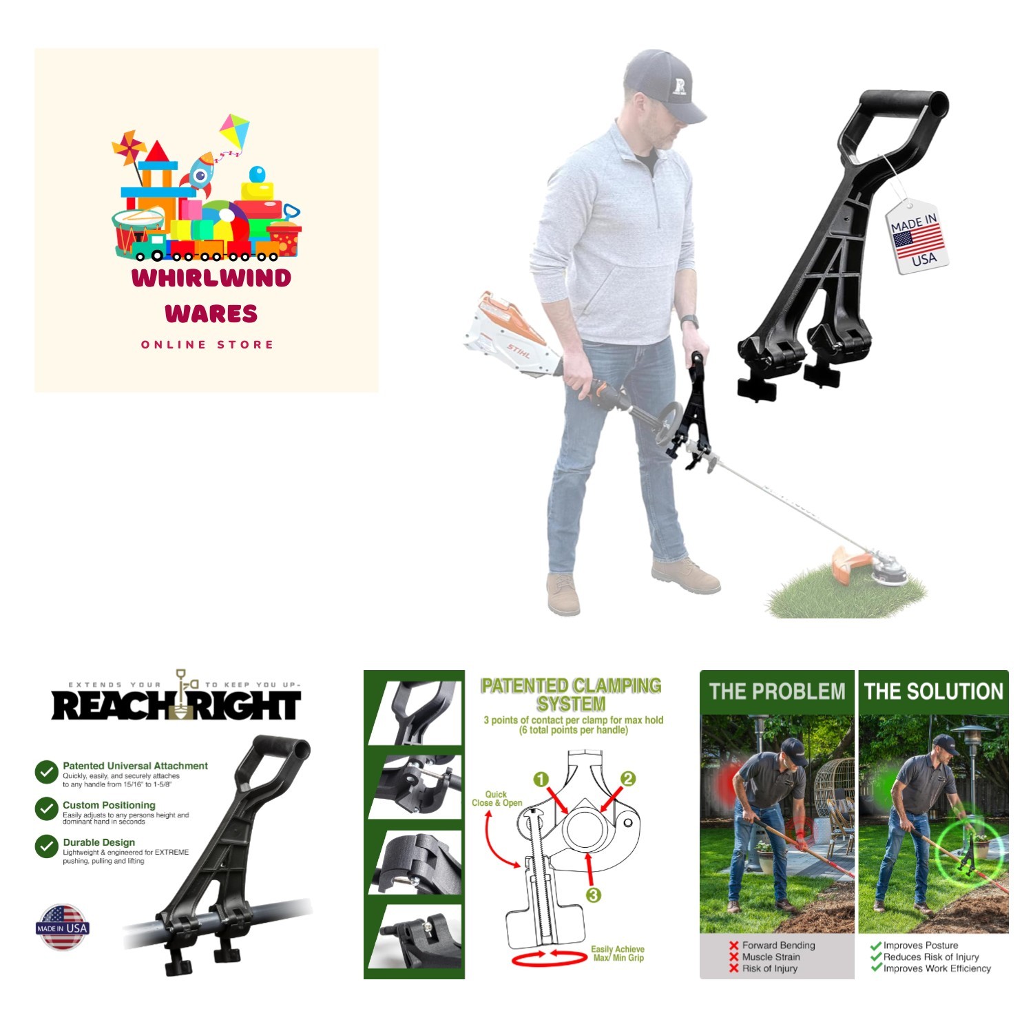 Ergonomic Universal Handle Attachment for Weedeater & Gardening Tools – USA Made