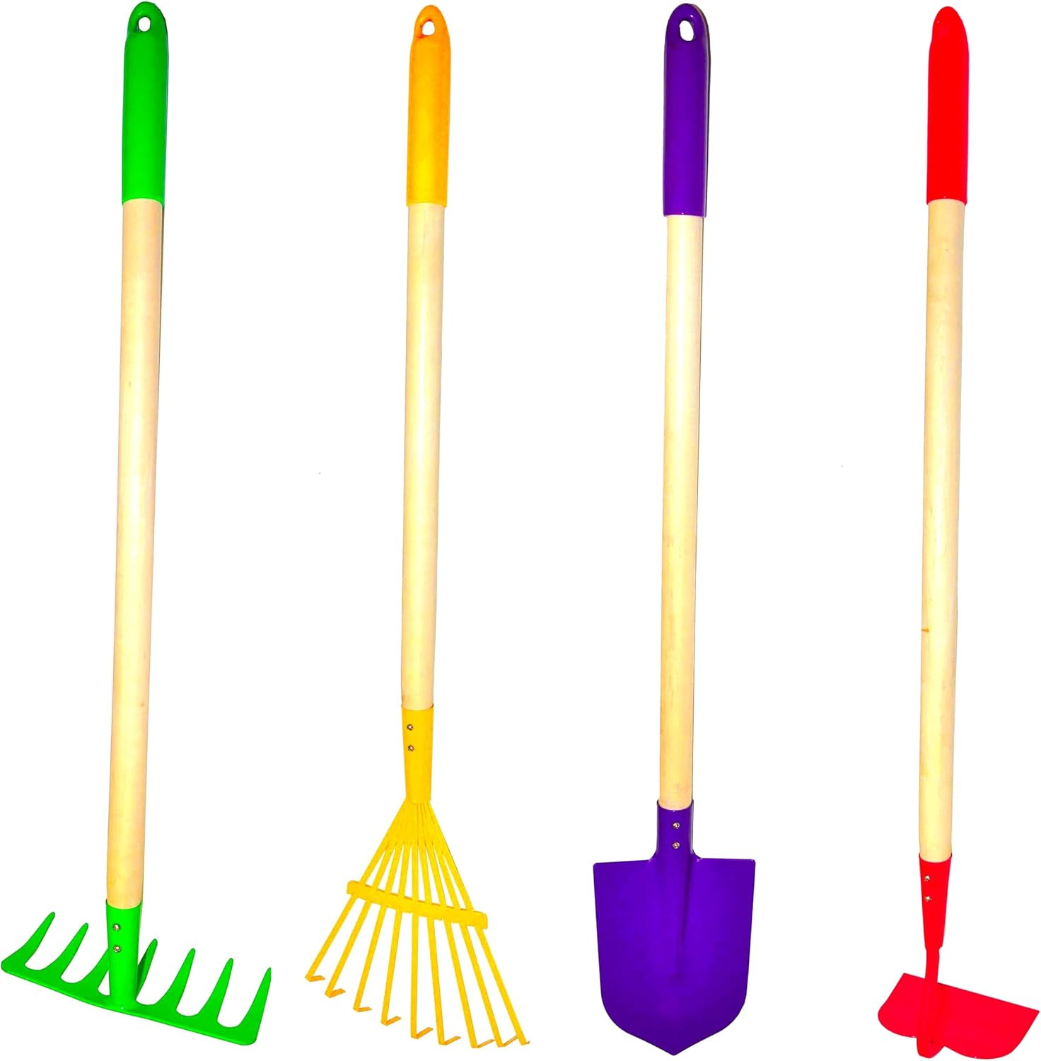 Justforkids Kids Garden Tool Set Toy, Rake, Spade, Hoe and Leaf Rake, Reduced Si