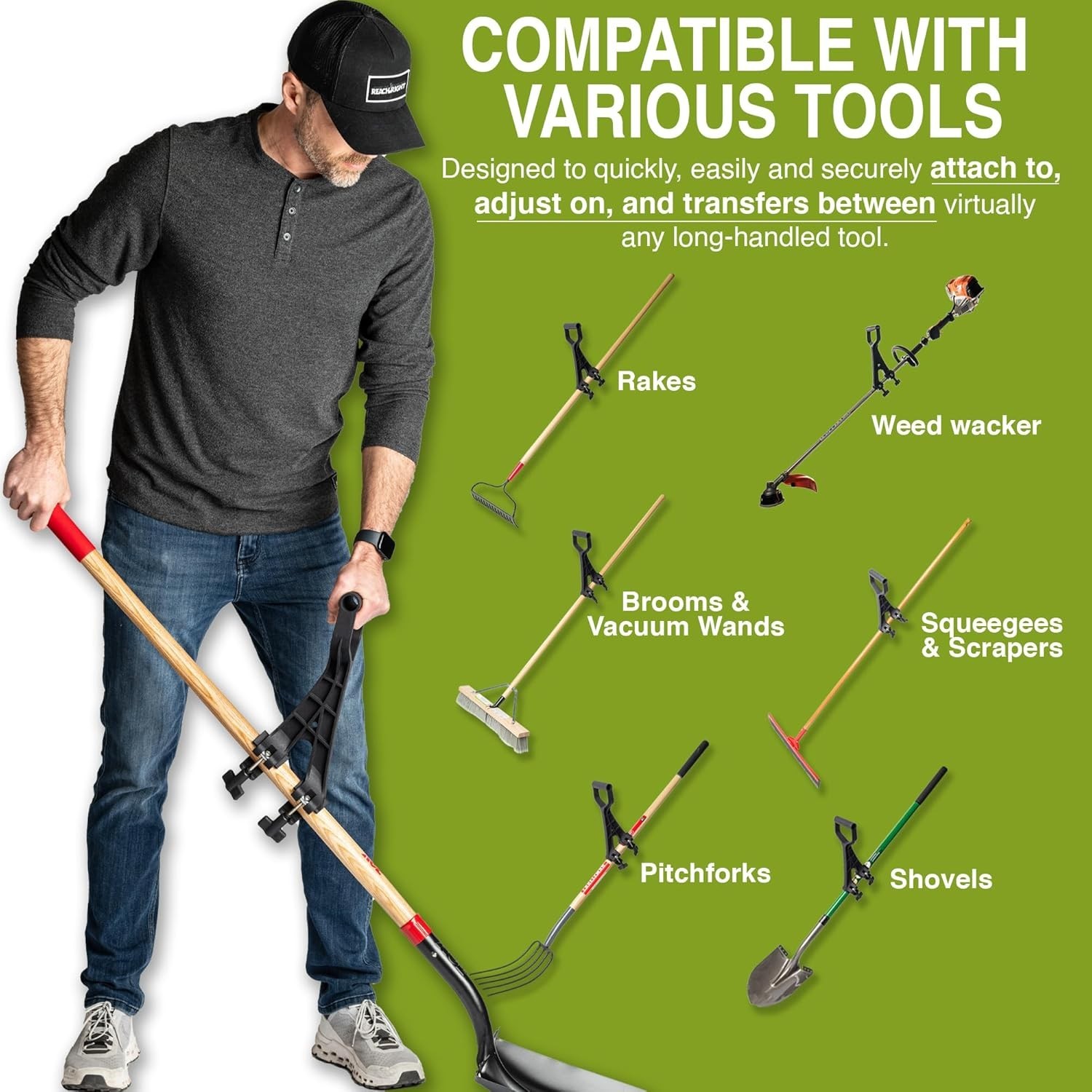 Universal Gardening Tool Handle Attachment – Fits Various Diameters – Ergonomic