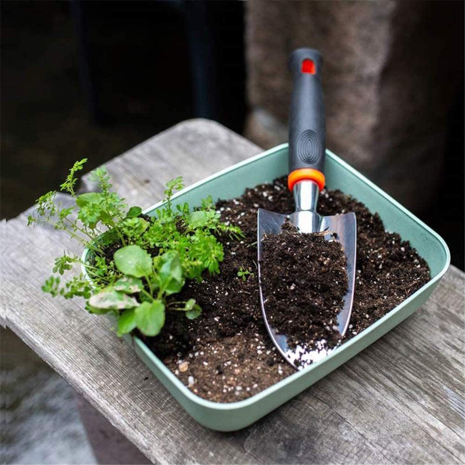 Garden Tool Shovel Digging Trowel Stainless Steel Spade Anti Slip Rubber Handle
