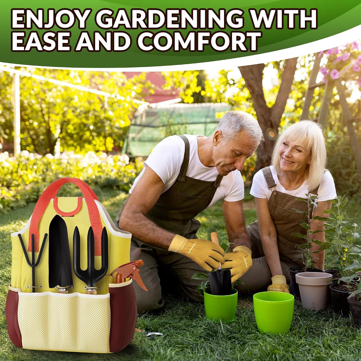 10-Pc Garden Tool Set for Women, Rust-Resistant Steel, Tote Bag