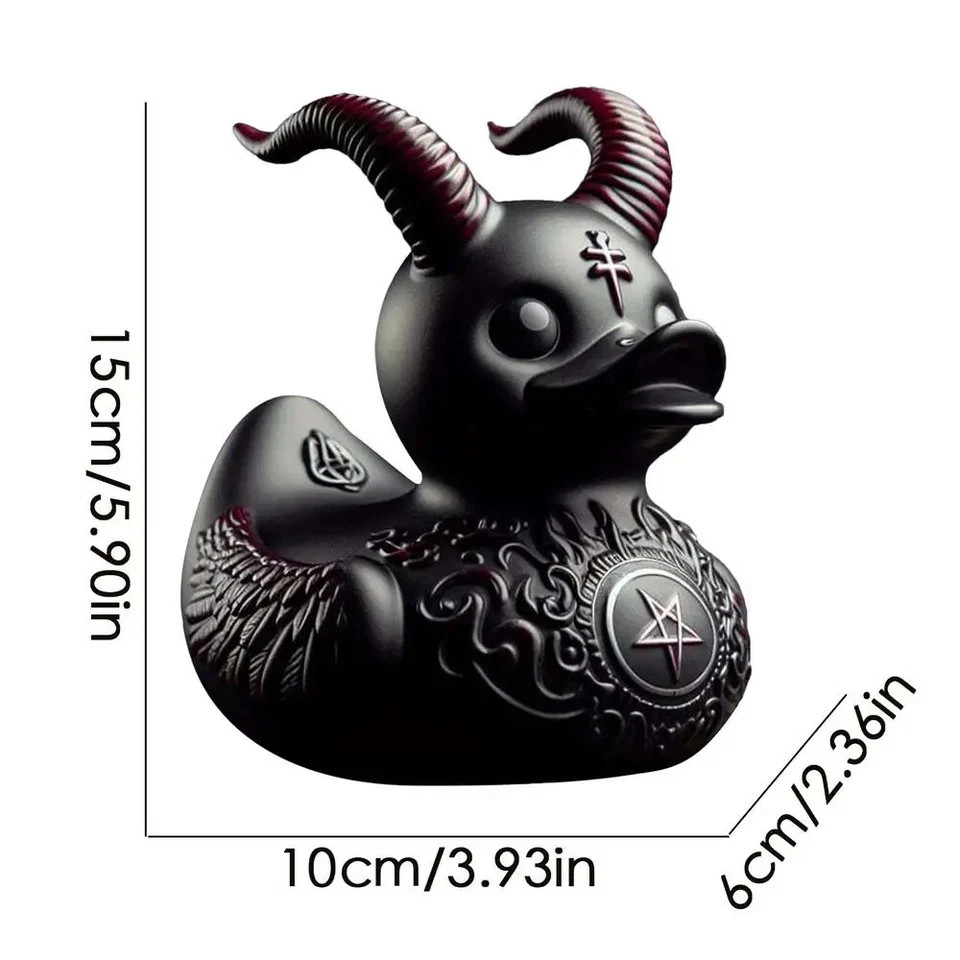 Dark Gothic Rubber Duck Figurine Satan Rock Punk Halloween Home Decor