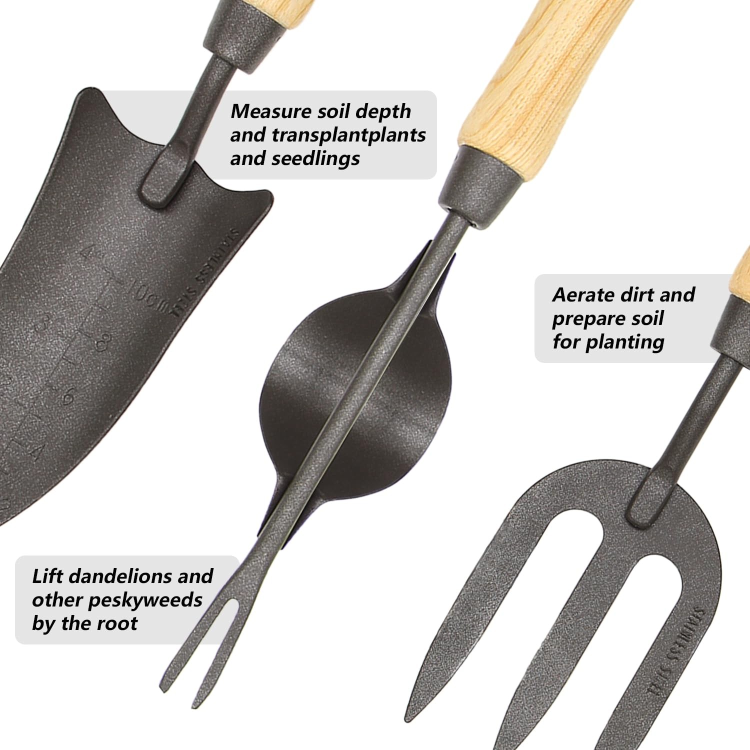 Japanese Gardening Tools Set, 6 Pcs Garden Tools Set, Black Painted Stainless