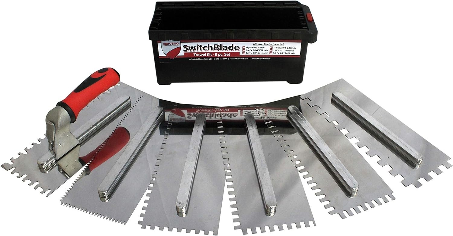 SwitchBlade Trowel Set 8-Piece Stainless Steel Tile Grout Trowel Kit