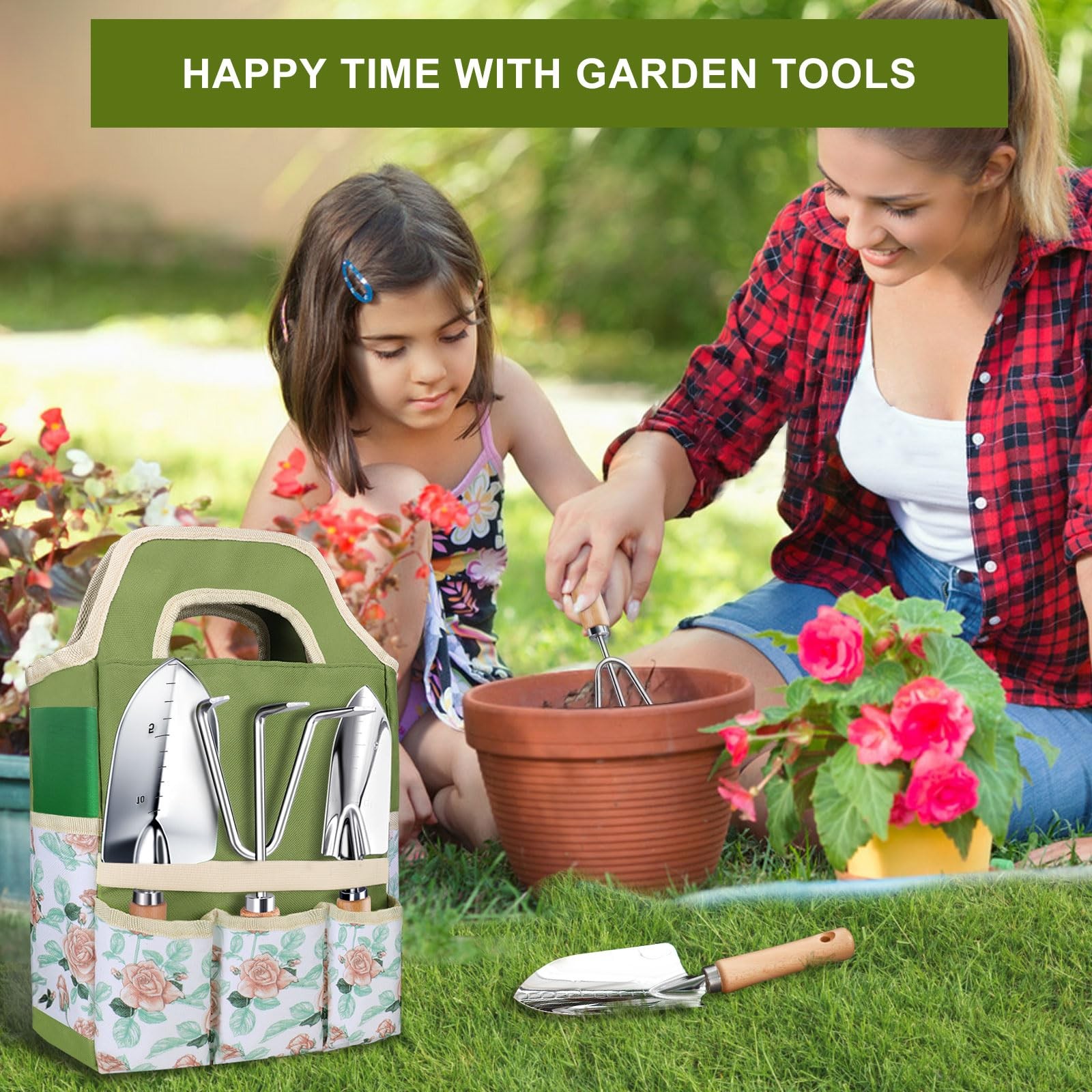 9 PCS Garden Tools Set Heavy Duty Stainless Steel RustProof Hand Spades Kit