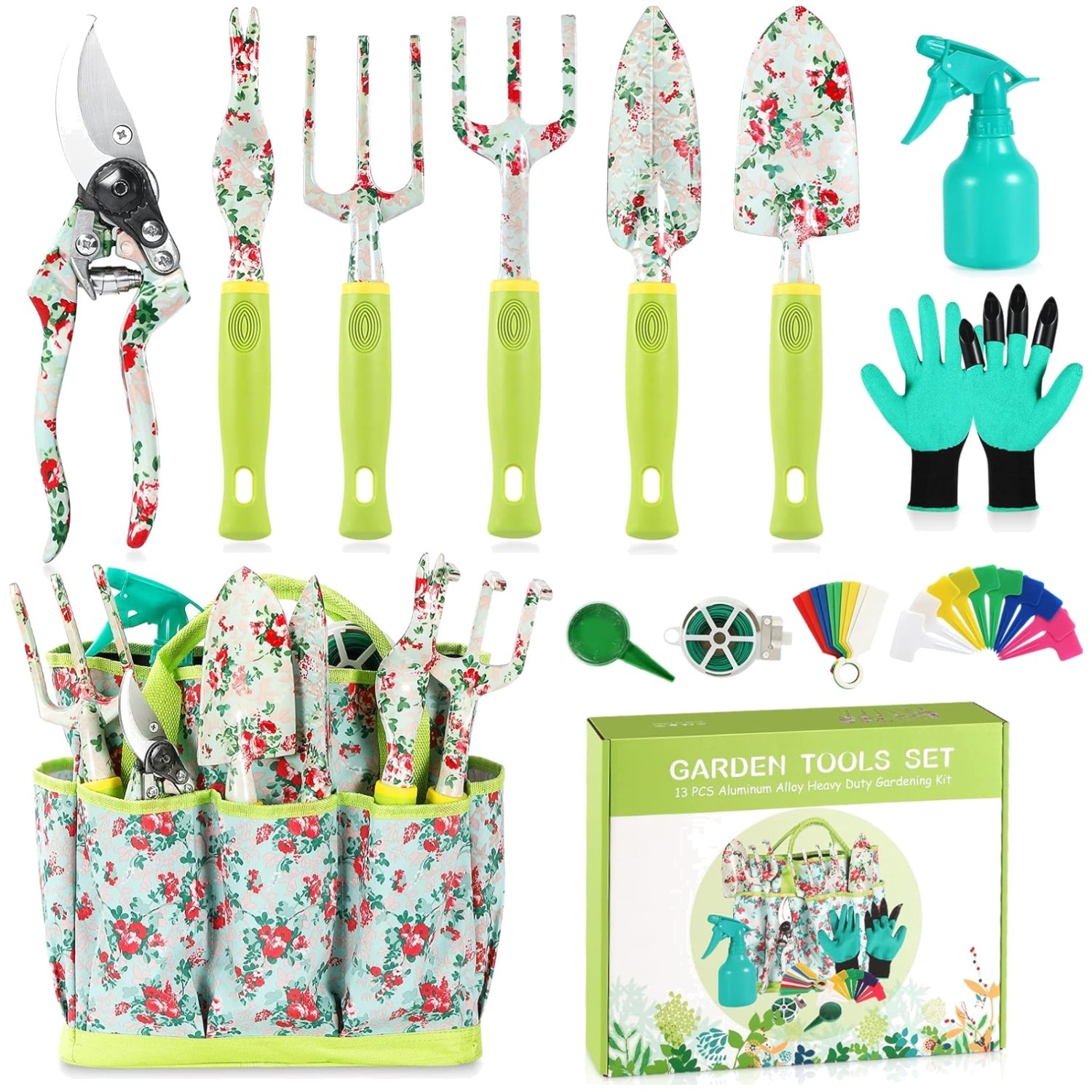 13-Piece Floral Print Garden Tool Set