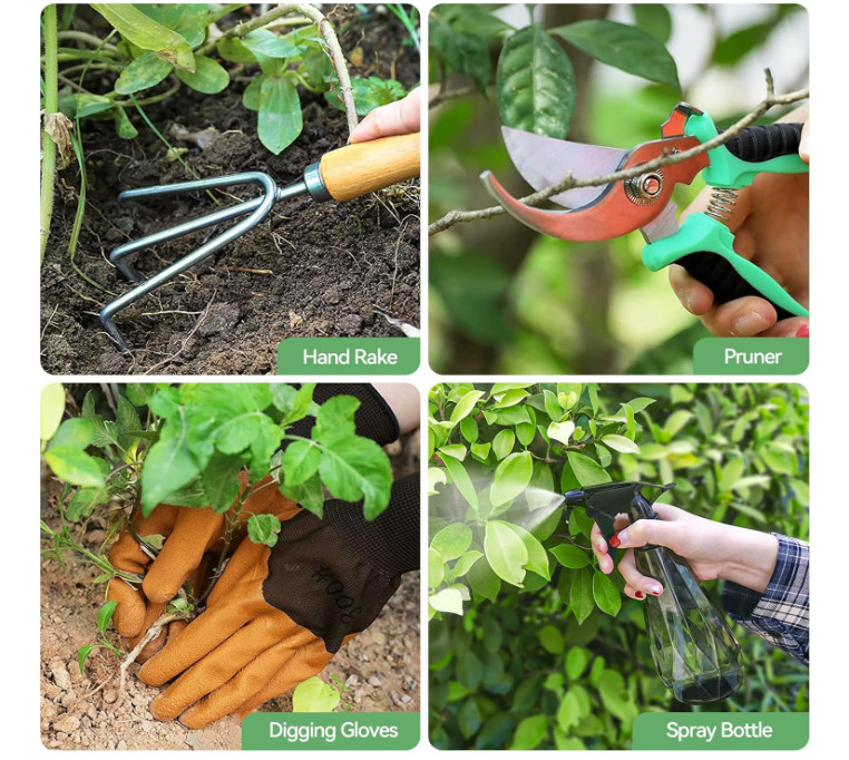 Set jardinería 9 piezas resistente, bolsa organizadora duradera, regalo ideal