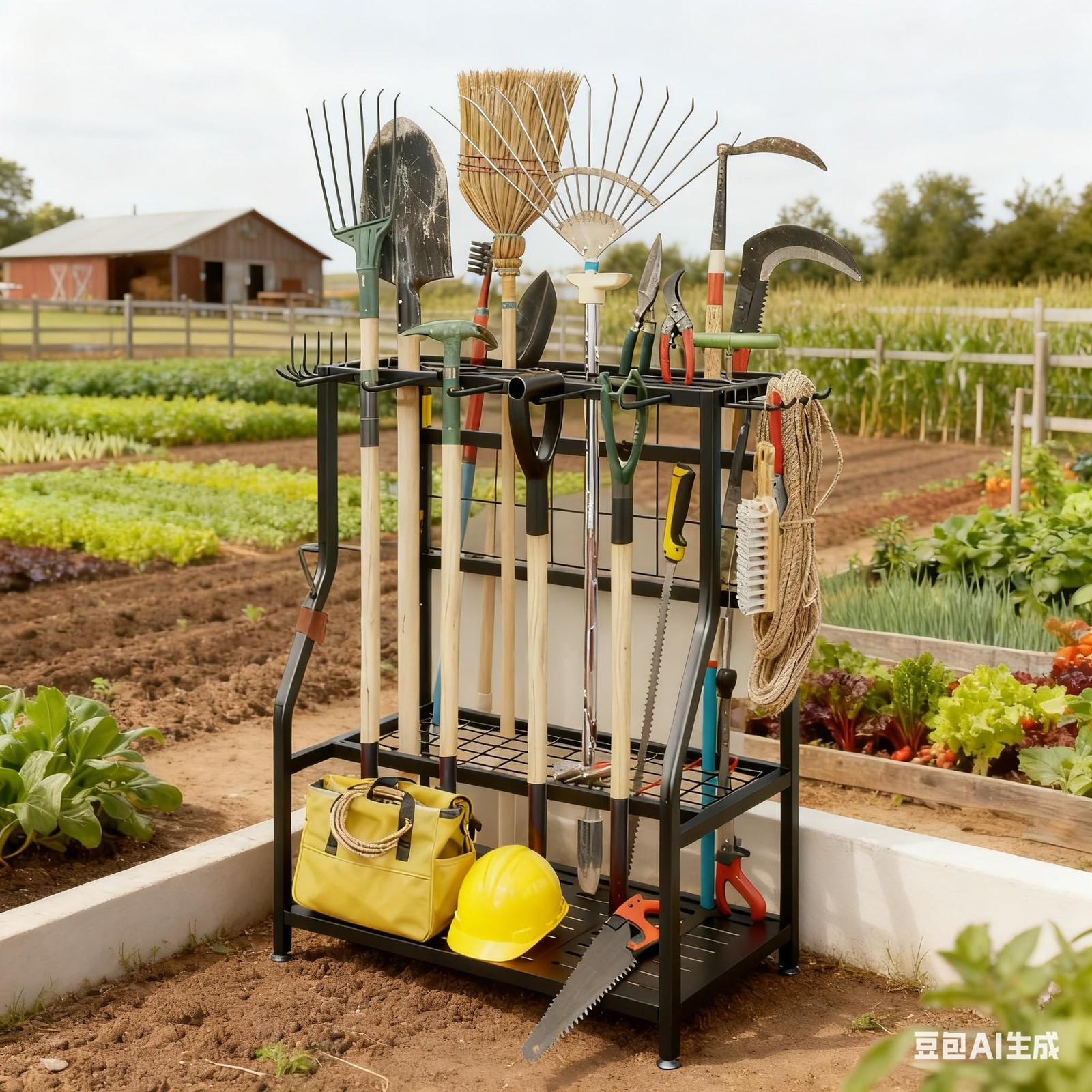 Garden Tool Organizer Holder Heavy Duty Steel Rack Up to 60 Long Handled Tool…