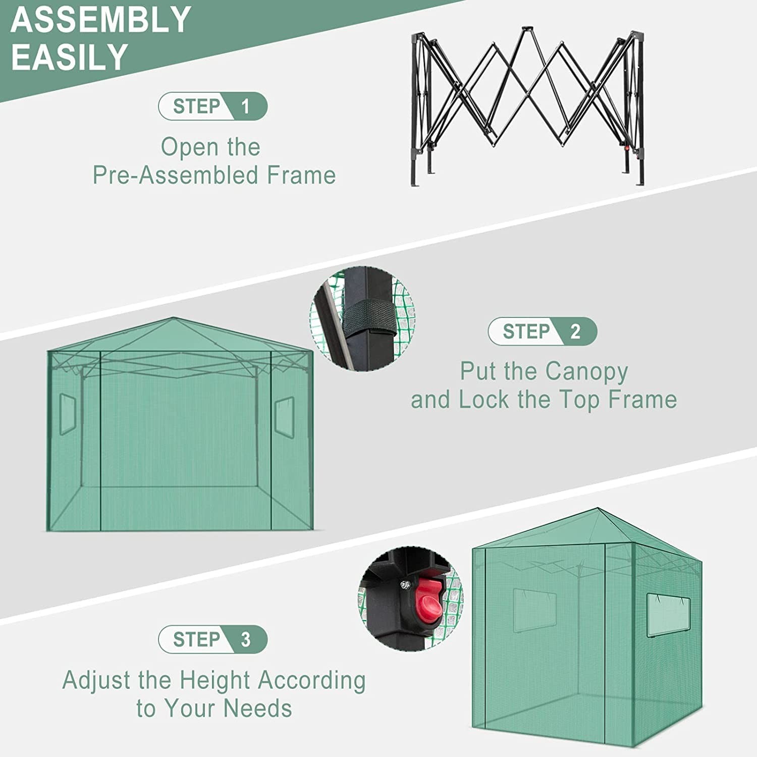 Pexfix 8X 8 Portable Walk-In Greenhouse For Outdoor Indoor Easy To Assemble Pop