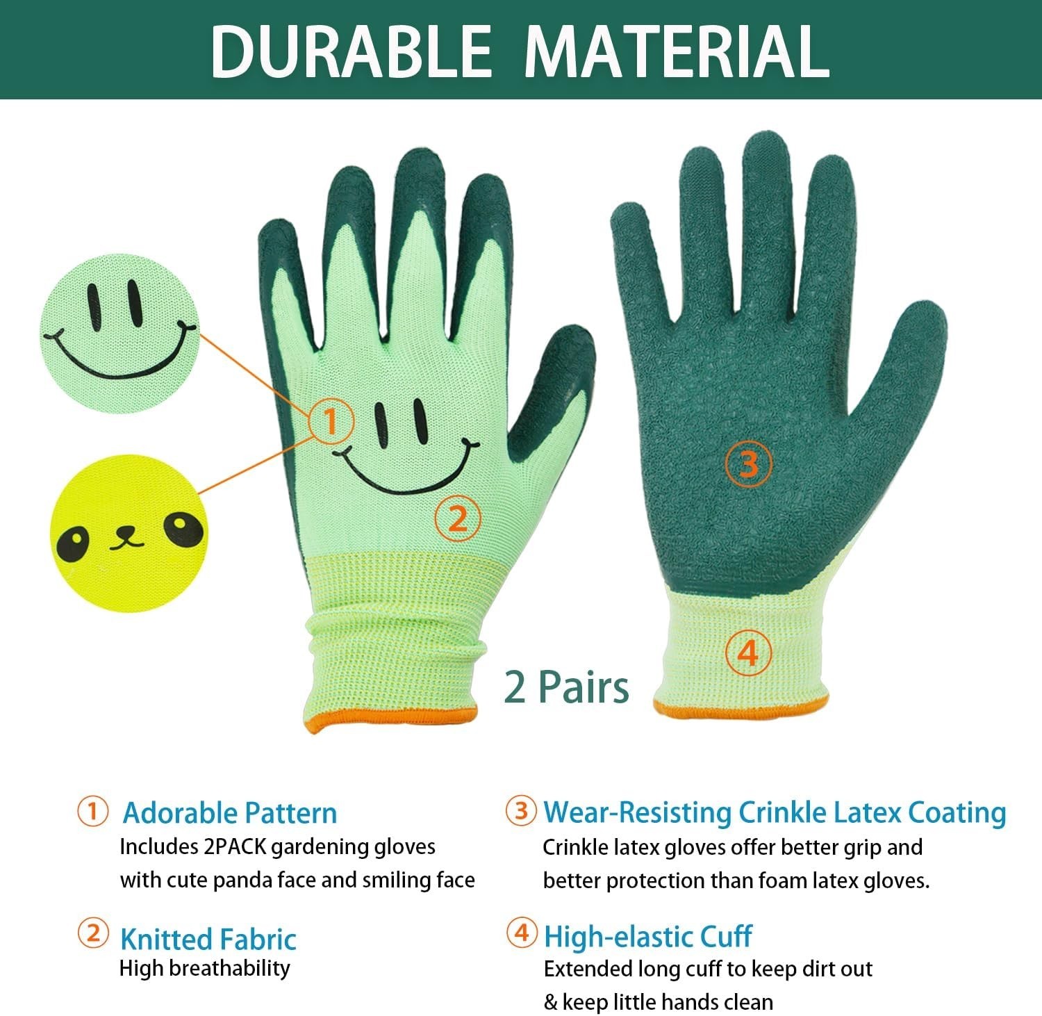2 Pairs Toddlers Gardening Gloves, Kids Sized Garden Glove for Yard Work, Non…