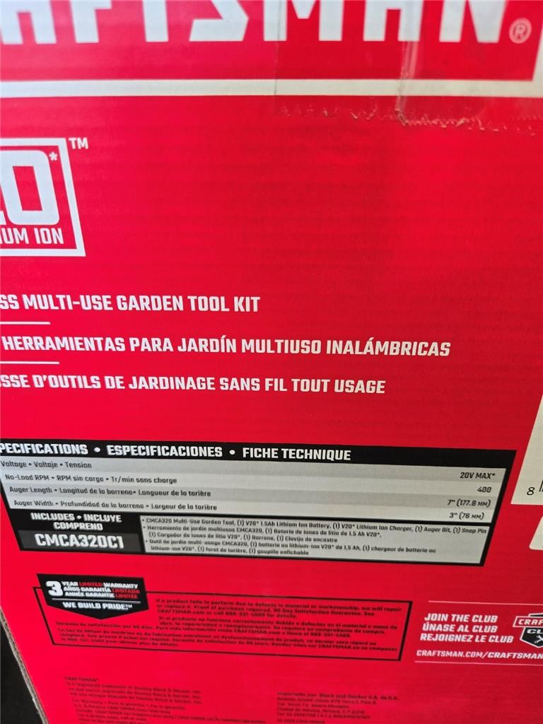 = Craftsman Cordless Multi Use Garden Tool Kit V20 CMCA320C1 Includes Battery
