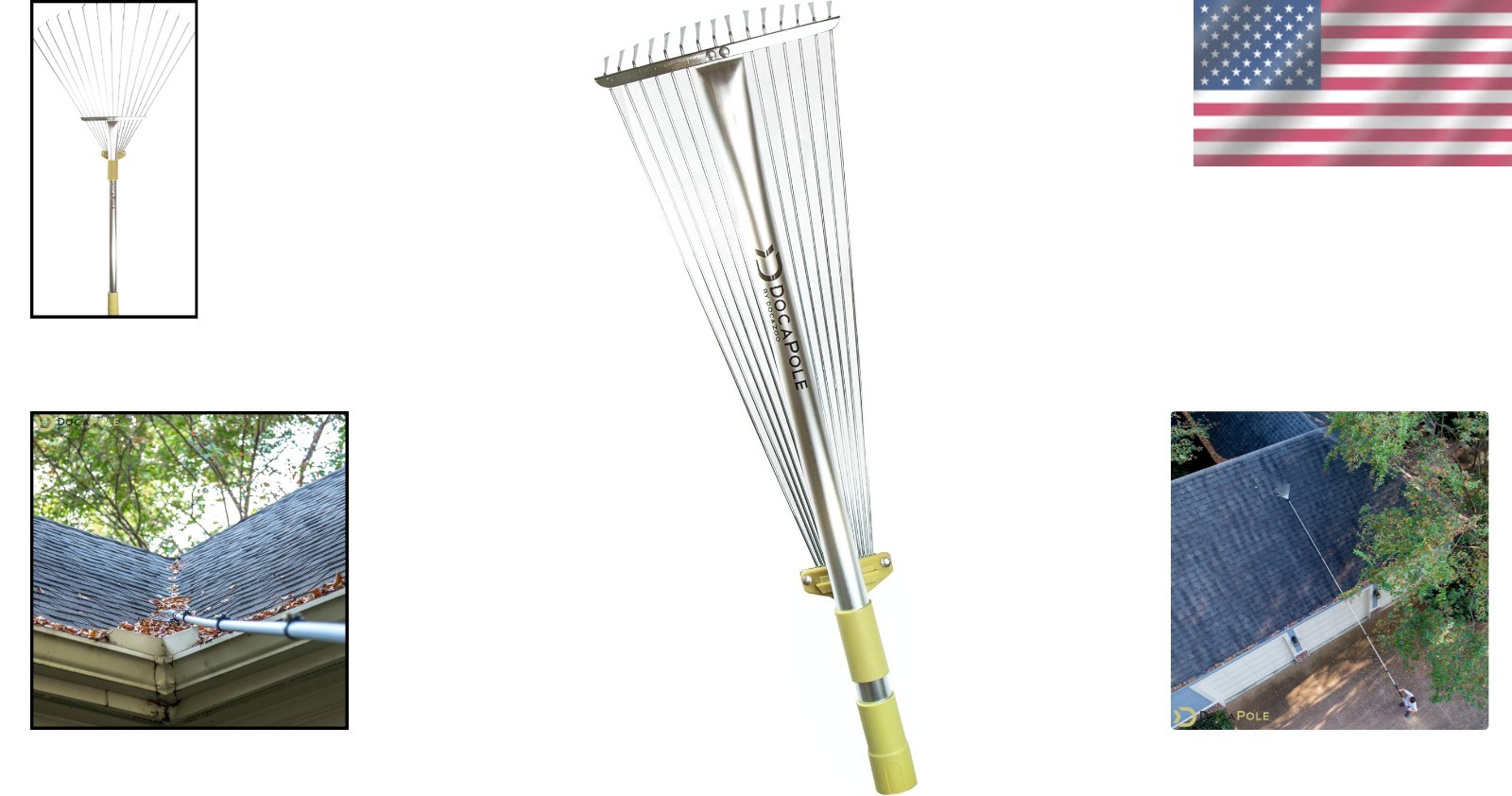 Stainless Steel Roof Rake Attachment with Expandable Head for Easy Yard Cleaning