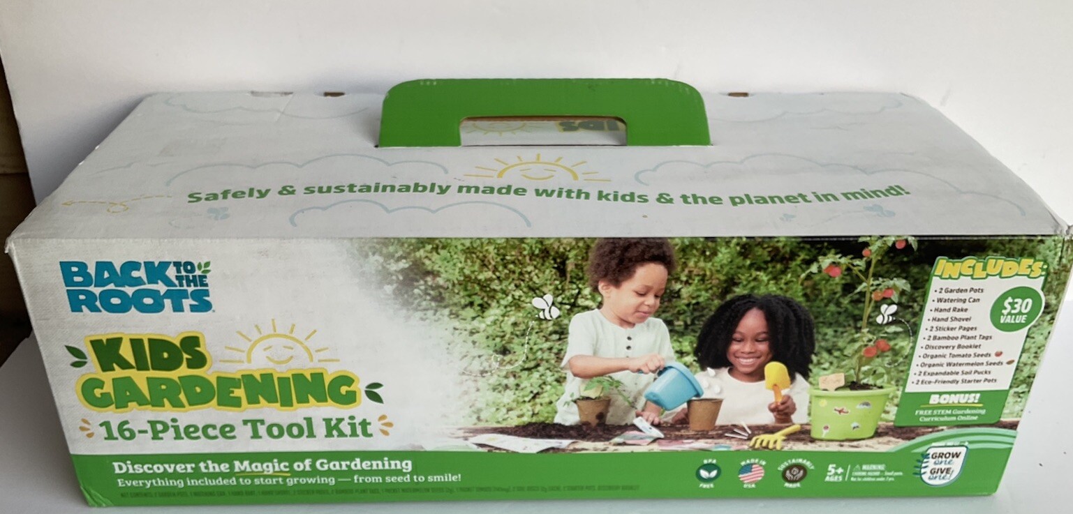 BACK TO THE ROOTS KID’S GARDENING TOOL KIT WITH ORGANIC SEEDS 16 PC SET