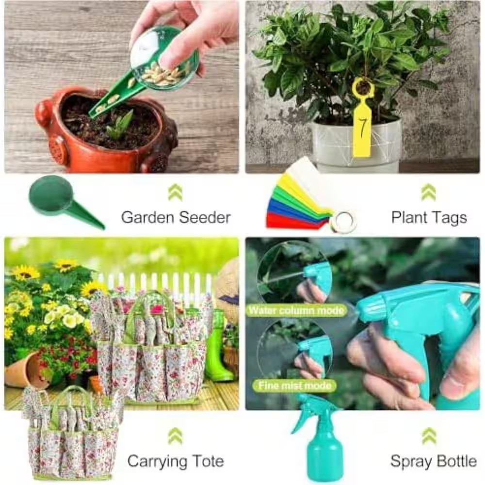 6-Piece Garden Tool Set Heavy Duty Aluminum Floral Print Ergonomic Hand Tools wi