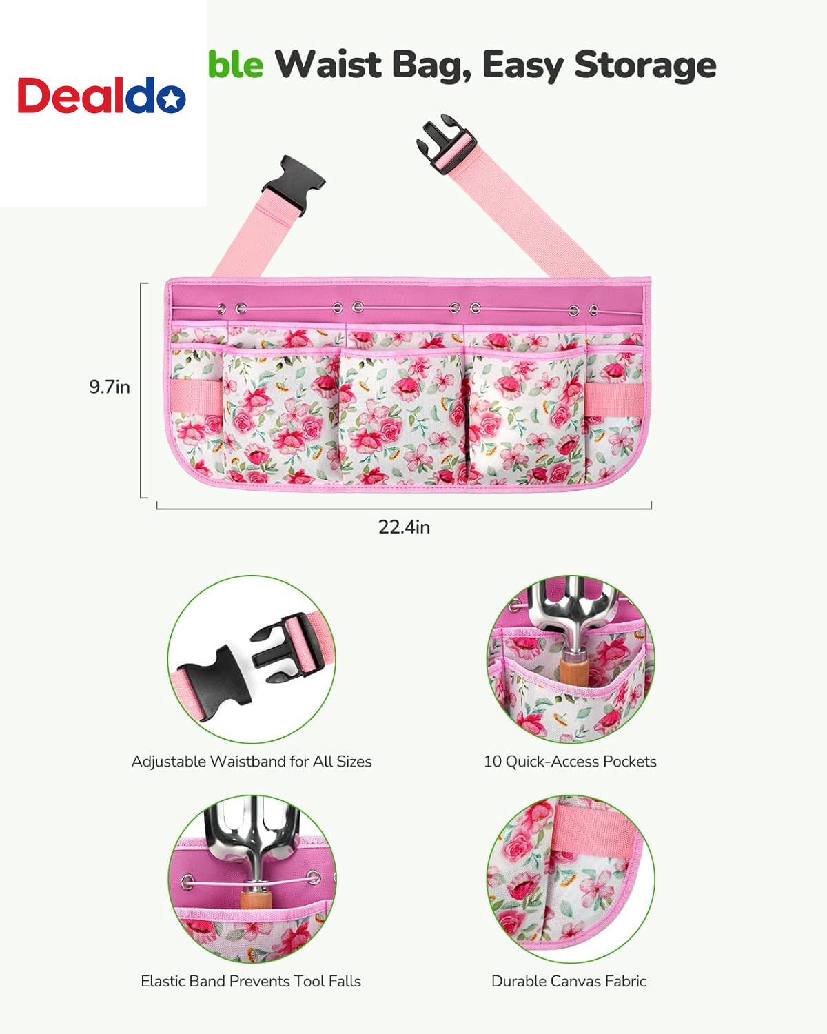 All-In-One Garden Tool Set with Tools Organizer Belt Adjustable, 10-Piece Garden